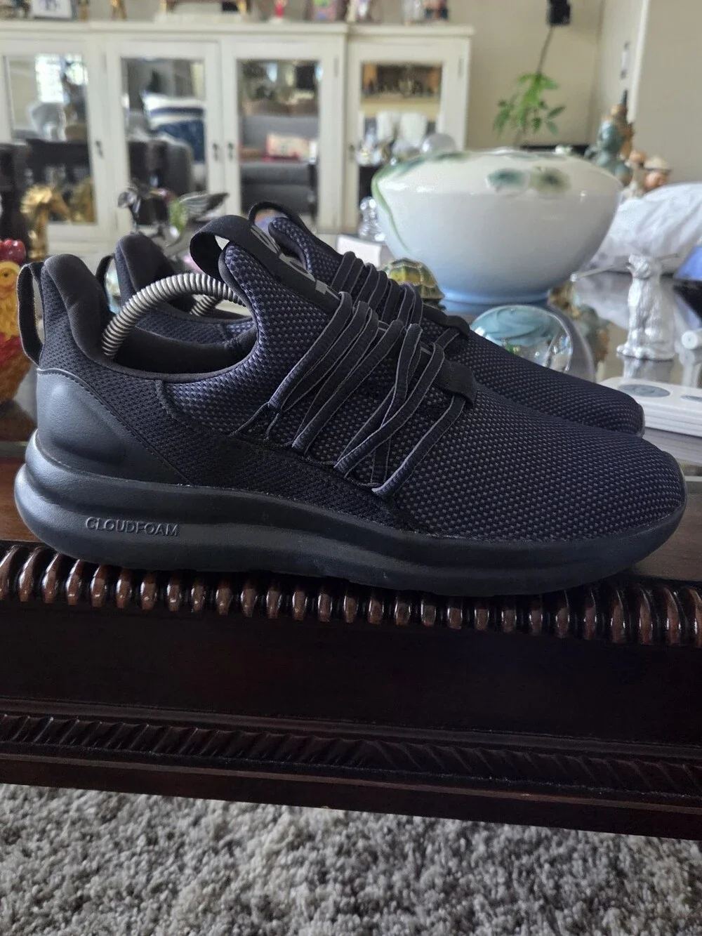 adidas Lite Racer Adapt Men's All-Black Cloudfoam Lace-Up Athletic Sneakers
